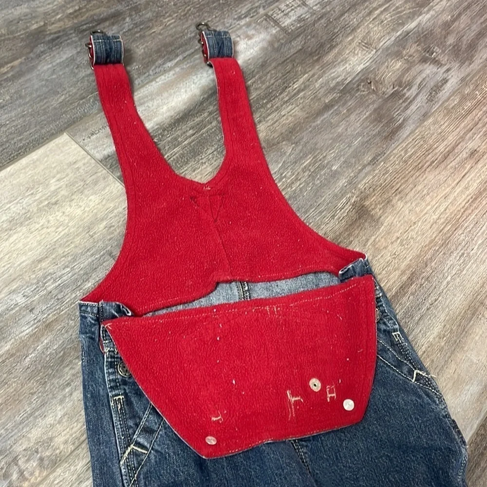OshKosh red fleece lined denim overalls